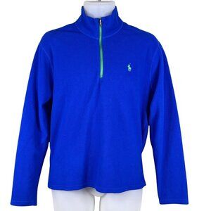 Polo Ralph Lauren Performance Men M 1/4 Zip Fleece Blue Pullover Logo Athleisure